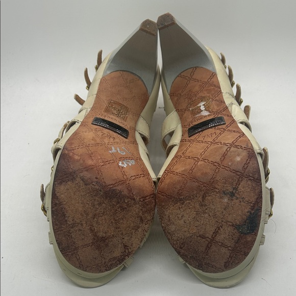 L.A.M.B. Sexy Cream Leather Strappy Platform Stiletto Heels Shoes **Size 7.5**🔥🔥 - Picture 8 of 11